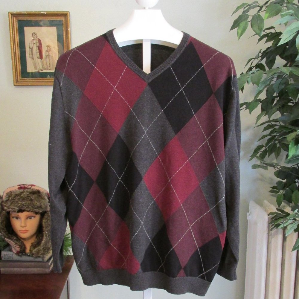 Soft Cotton Argyle Sweater